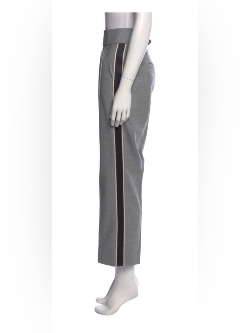 New ME+EM Salt & Pepper Side-Stripe High Waisted Slim Crop Trousers US 10 $350